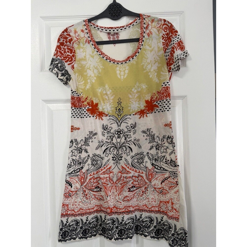 ETRO Milano Paisley Floral Print Cotton Knit Mini Dress Tunic Size IT 38
